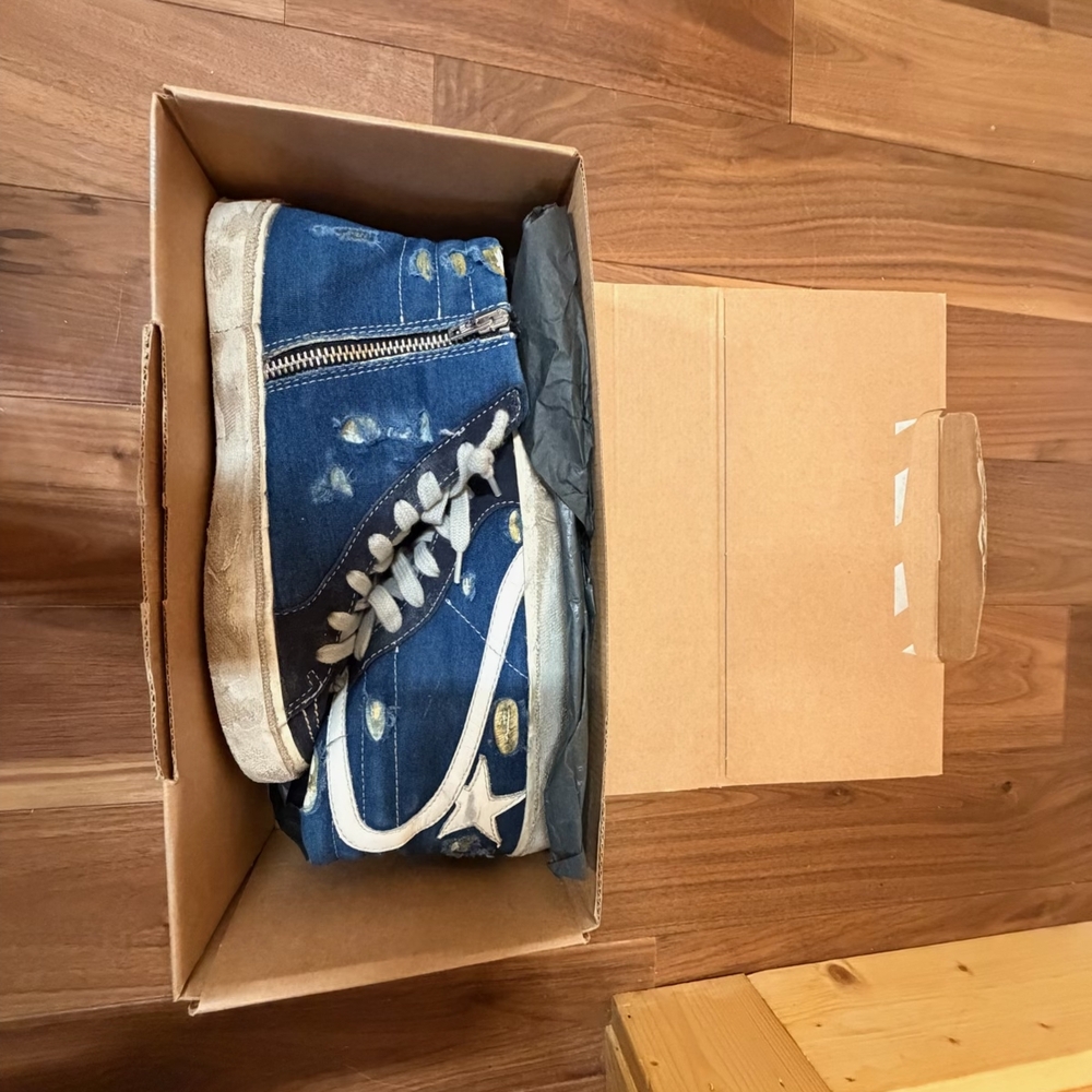 Golden Goose Navy Blue High-Top Women's Sneakers - Picture 5 of 10